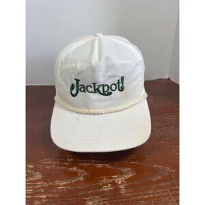 Vintage Jackpot! White Adjustable Baseball Cap With Rope Accent By Sportcap O3